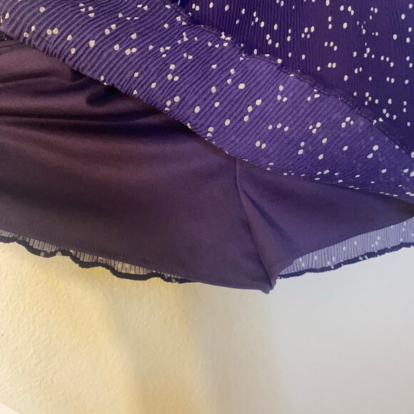 Zara Purple Polka Dot Mesh Blouson Mini Dress Size Medium - Picture 11 of 11